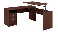 Standing Desks - Manually Adjustable Bush Furniture 60in W 3 Position L Shaped Sit to Stand Desk