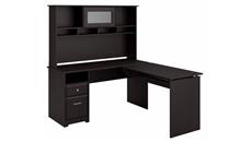 Standing Desks - Manually Adjustable Bush Furniture 60in W 3 Position L-Shaped Sit to Stand Desk with Hutch