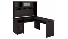 Standing Desks - Manually Adjustable Bush Furniture 60in W 3 Position L-Shaped Sit to Stand Desk with Hutch