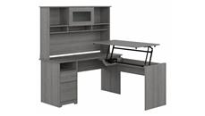 Adjustable Height Desks & Tables Bush Furniture 60in W 3 Position L-Shaped Sit to Stand Desk with Hutch
