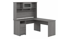 L Shaped Desks with Hutch Bush Furniture 60in W L-Shaped Computer Desk with Hutch and Drawers