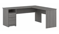 L Shaped Single Pedestal Desks Bush Furniture 72in W L-Shaped Computer Desk with Drawers