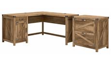 L Shaped Single Pedestal Desks Bush Furniture 60in W L-Shaped Desk with 2 Drawer Lateral File Cabinet