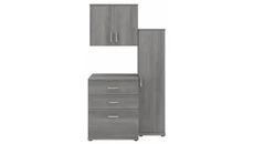 Tall Storage Cabinets Bush Furniture 3 Piece Modular Closet Storage Set with Floor and Wall Cabinets
