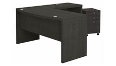 L Shaped Single Pedestal Desks Bush Furniture L-Shaped Bow Front Desk with Mobile File Cabinet