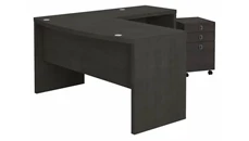 L Shaped Single Pedestal Desks Bush Furniture L-Shaped Bow Front Desk with Mobile File Cabinet