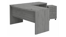 L Shaped Single Pedestal Desks Bush Furniture L-Shaped Bow Front Desk with Mobile File Cabinet