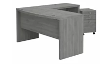 L Shaped Single Pedestal Desks Bush Furniture L-Shaped Bow Front Desk with Mobile File Cabinet