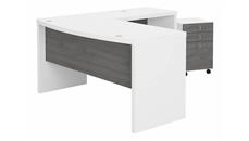 L Shaped Single Pedestal Desks Bush Furniture L-Shaped Bow Front Desk with Mobile File Cabinet
