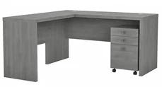 L Shaped Single Pedestal Desks Bush Furniture L-Shaped Desk with Mobile File Cabinet