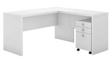 L Shaped Single Pedestal Desks Bush Furniture L-Shaped Desk with Mobile File Cabinet