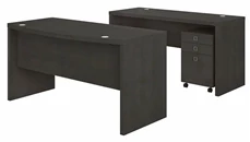 Office Suites Bush Furniture Bow Front Desk and Credenza with Mobile File Cabinet