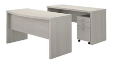 Office Suites Bush Furniture Bow Front Desk and Credenza with Mobile File Cabinet