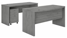 Office Suites Bush Furniture Bow Front Desk and Credenza with Mobile File Cabinet