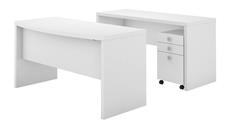 Office Suites Bush Furniture Bow Front Desk and Credenza with Mobile File Cabinet