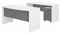 Office Suites Bush Furniture Bow Front Desk and Credenza with Mobile File Cabinet