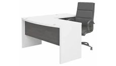 L Shaped Desk Shells Bush Furniture L-Shaped Bow Front Desk with High Back Chair