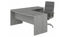 L Shaped Desk Shells Bush Furniture 72in W Bow Front L-Shaped Desk and High Back Leather Executive Office Chair