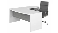 L Shaped Desk Shells Bush Furniture 72in W Bow Front L-Shaped Desk and High Back Leather Executive Office Chair