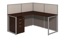 Cubicles Bush Furniture 60in W L-Shaped Open Cubicle Desk with 3 Drawer Mobile File Cabinet and 45in H Panels