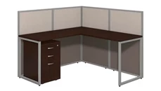 Cubicles Bush Furniture 60in W L-Shaped Open Cubicle Desk with 3 Drawer Mobile File Cabinet and 45in H Panels