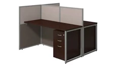 Cubicles Bush Furniture 60in W 2 Person Straight Desk Open Office with 3 Drawer Mobile Pedestals and 45in H Panels