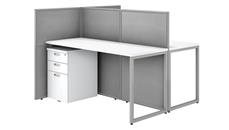 Cubicles Bush Furniture 60in W 2 Person Straight Desk Open Office with 3 Drawer Mobile Pedestals and 45in H Panels
