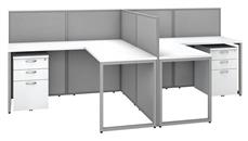 Cubicles Bush Furniture 60in W 2 Person L-Desk Open Office with 2 - 3 Drawer Mobile Pedestals and 45in H Panels