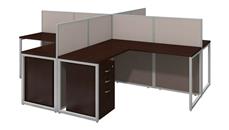 Cubicles Bush Furniture 60in W 4 Person L-Desk Open Office with 3 Drawer Mobile Pedestals and 45in H Panels