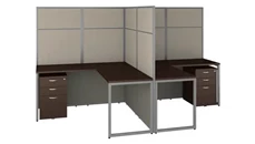 Cubicles Bush Furniture 60in W 2 Person L-Shaped Cubicle Desk with Drawers and 66in H Panels