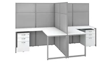 Cubicles Bush Furniture 60in W 2 Person L-Shaped Cubicle Desk with Drawers and 66in H Panels