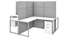 Cubicles Bush Furniture 60in W 4 Person L-Shaped Cubicle Desk with Drawers and 66in H Panels