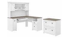 L Shaped Desks with Hutch Bush Furniture 60in W L-Shaped Desk with Hutch and Lateral File Cabinet