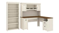 L Shaped Desks with Hutch Bush Furniture 60in W L-Shaped Desk with Hutch and 5 Shelf Bookcase