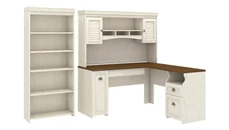 L Shaped Desks with Hutch Bush Furniture 60in W L-Shaped Desk with Hutch and 5 Shelf Bookcase