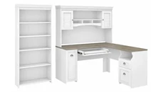 L Shaped Desks with Hutch Bush Furniture 60in W L-Shaped Desk with Hutch and 5 Shelf Bookcase