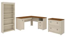 Office Suites Bush Furniture 60in W L-Shaped Desk with Lateral File Cabinet and 5 Shelf Bookcase