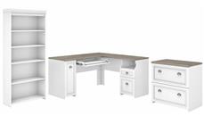 Office Suites Bush Furniture 60in W L-Shaped Desk with Lateral File Cabinet and 5 Shelf Bookcase