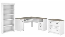 Office Suites Bush Furniture 60in W L-Shaped Desk with Lateral File Cabinet and 5 Shelf Bookcase