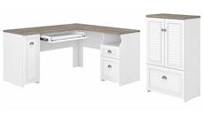 L Shaped Double Pedestal Desks Bush Furniture 60in W L-Shaped Desk and Storage Cabinet with File Drawer