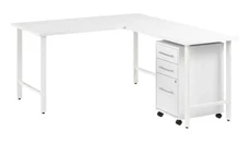L Shaped Single Pedestal Desks Bush Furniture 60in W x 30in D L-Shaped Computer Desk with 3 Drawer Mobile File Cabinet
