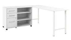 L Shaped Single Pedestal Desks Bush Furniture 72in W x 24in D Computer Desk and Storage Cabinet with Drawers and Shelves