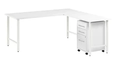 L Shaped Desks Bush Furniture 72in W x 30in D L-Shaped Computer Desk with 3 Drawer Mobile File Cabinet