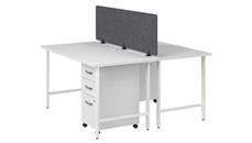 Workstations & Cubicles Bush Furniture 2 Person Computer Desk with Mobile File Cabinets, Power Grommets, and Privacy Screen