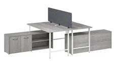Workstations & Cubicles Bush Furniture 2 Person Computer Desk with Low Storage Cabinets, Power Grommets, and Privacy Screen