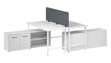 Workstations & Cubicles Bush Furniture 2 Person Computer Desk with Low Storage Cabinets, Power Grommets, and Privacy Screen