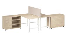 Workstations & Cubicles Bush Furniture 2 Person Computer Desk with Mobile Storage Cabinets, Power Grommets, and Privacy Screen