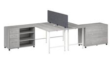 Workstations & Cubicles Bush Furniture 2 Person Computer Desk with Mobile Storage Cabinets, Power Grommets, and Privacy Screen
