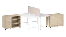 Workstations & Cubicles Bush Furniture 2 Person Computer Desk with Mobile Storage Cabinets, Power Grommets, and Privacy Screen