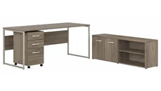 Office Suites Bush Furniture 72in W x 30in D Computer Table Desk with Storage and Assembled Mobile File Cabinet